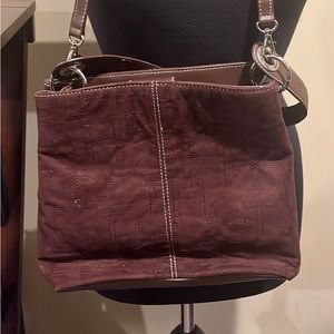 Brown TH pattern embroidered bag  Cute brown purse with silver hardware.